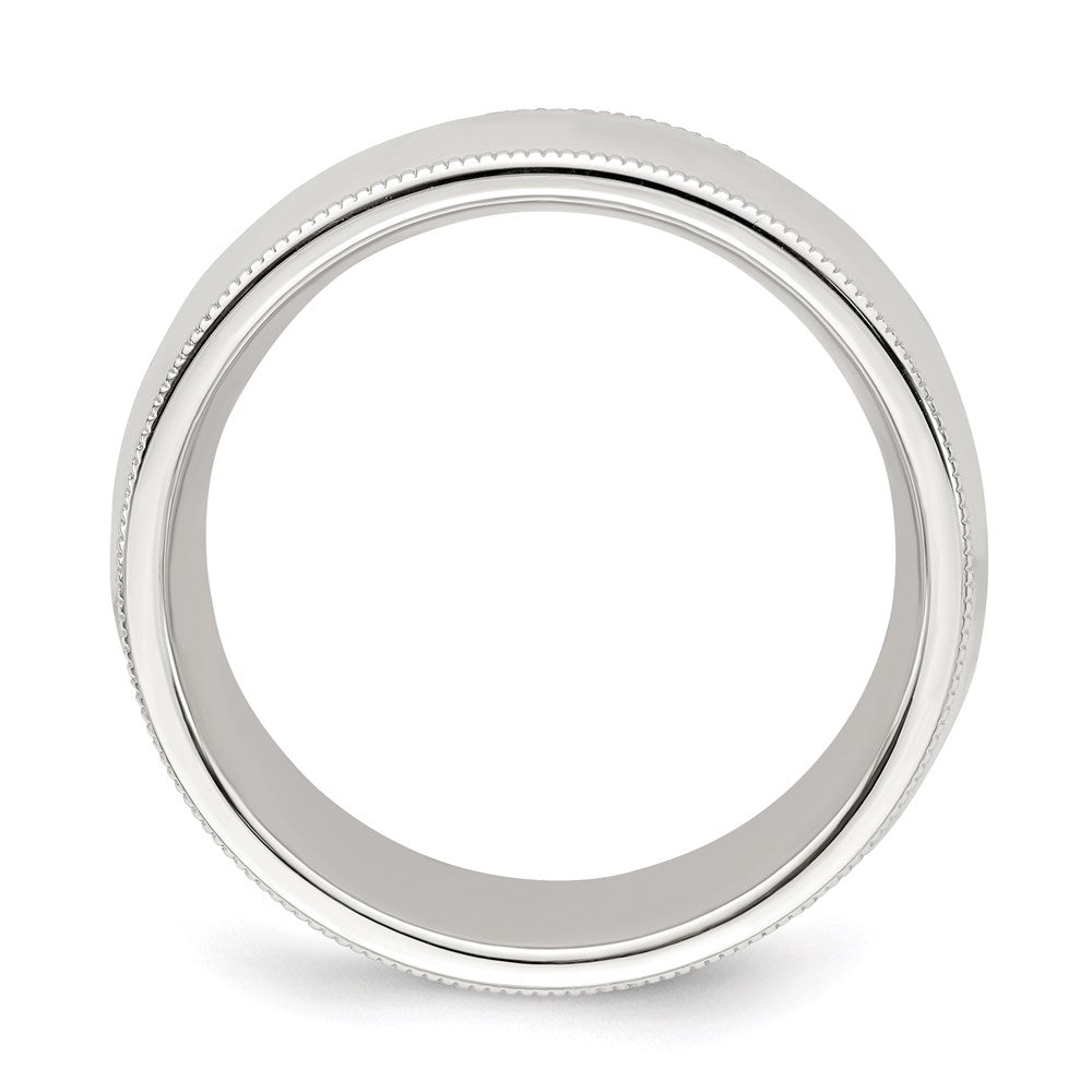 Sterling Silver 8mm Comfort Fit Half Round Milgrain Size 13 Band