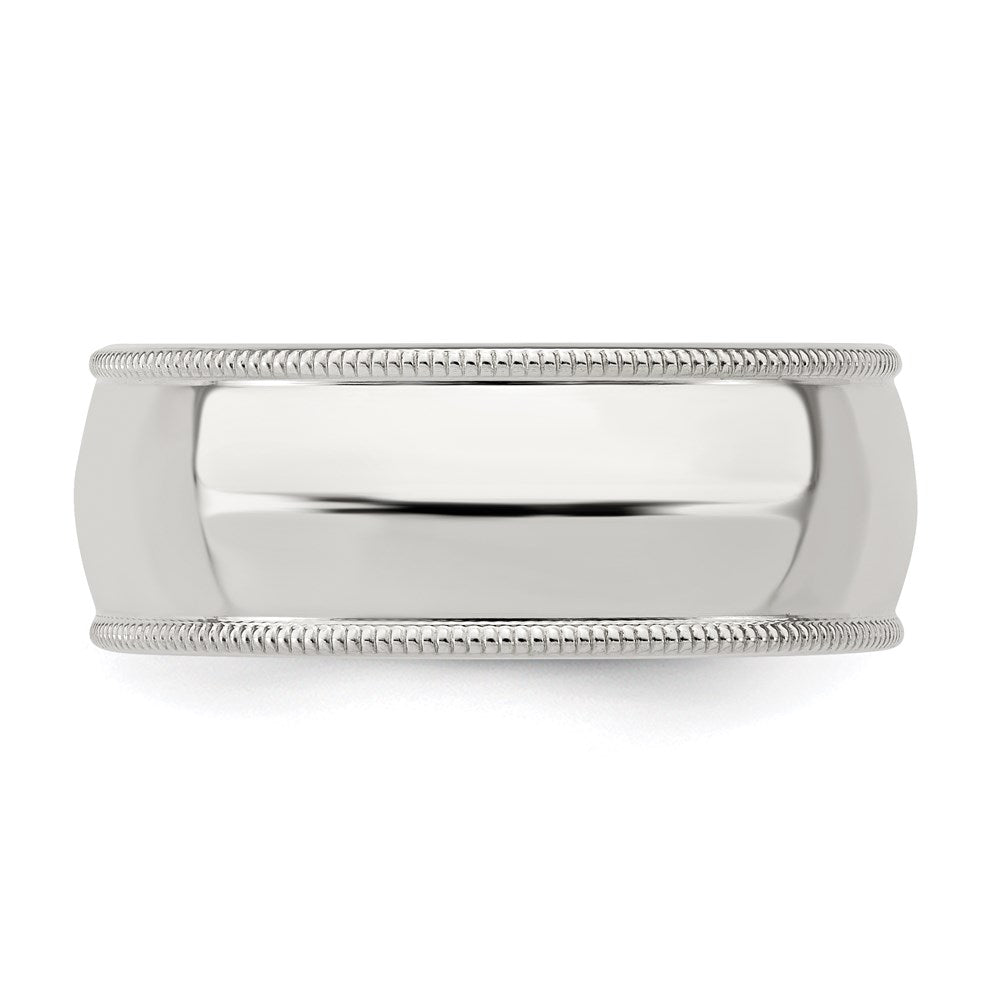 Sterling Silver 8mm Comfort Fit Half Round Milgrain Size 4.5 Band