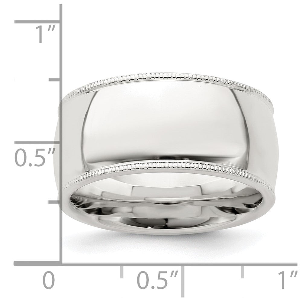 Sterling Silver 10mm Comfort Fit Half Round Milgrain Size 9.5 Band
