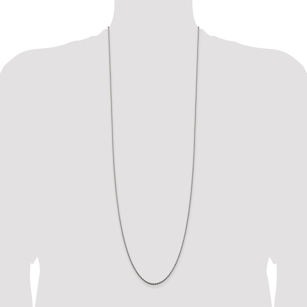 Sterling Silver Rhodium-plated 1.5mm Diamond-cut Rope Chain