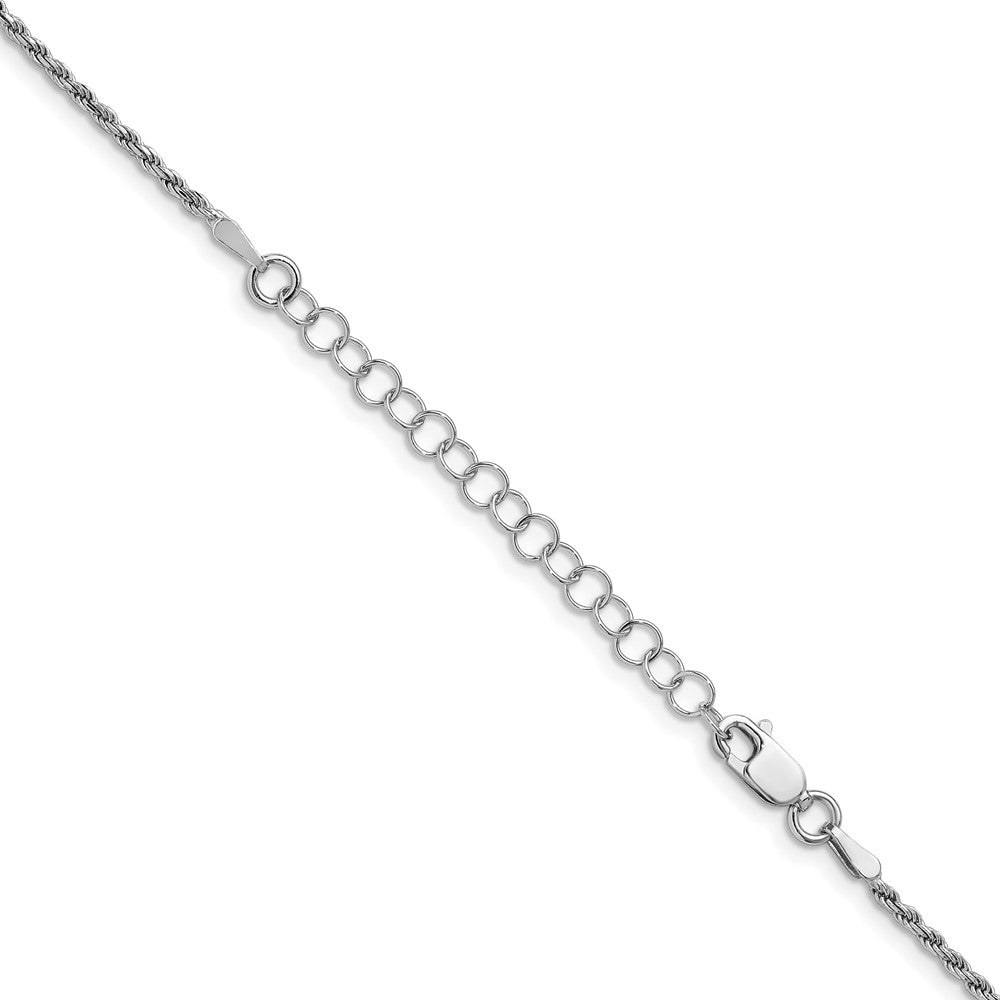 Sterling Silver Rhodium-plated 1.7mm Diamond-cut Rope Chain w/2in ext.