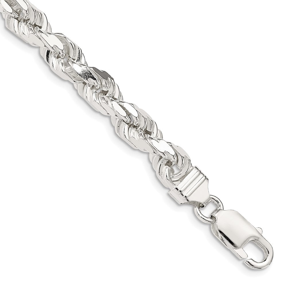 Sterling Silver 6.5mm Diamond-cut Polished 8 Sides Rope Chain