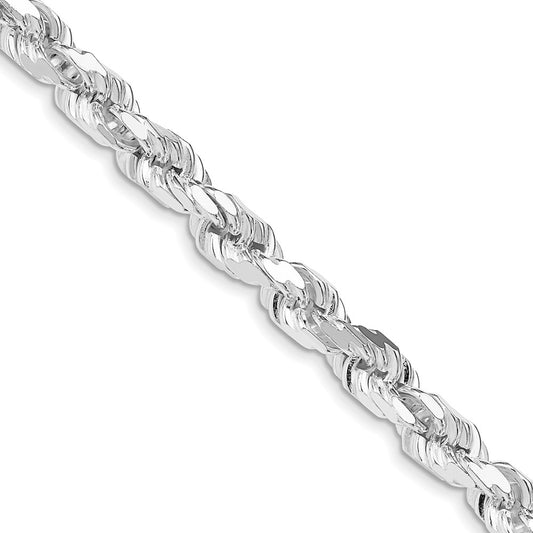 Sterling Silver Rhodium-plated 6.5mm Diamond-cut Rope Chain