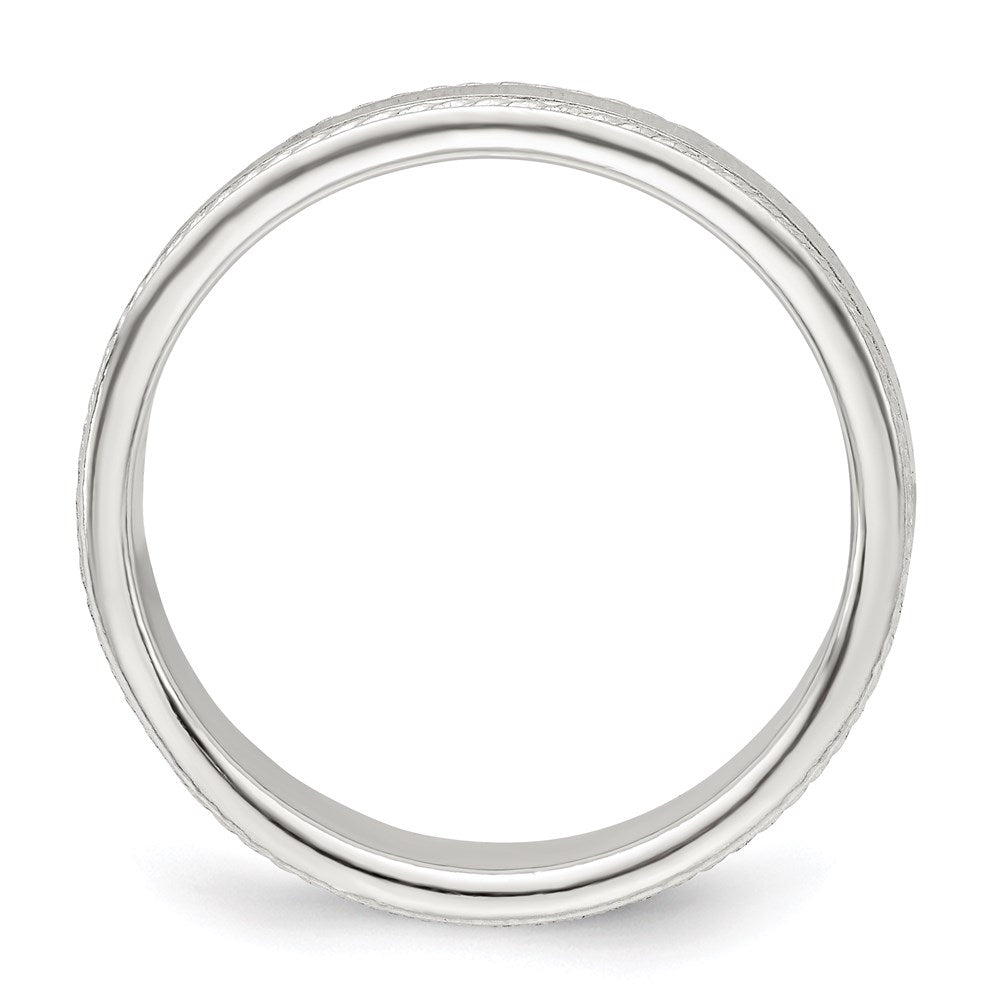 Sterling Silver 4mm Flat with Rope Edge Size 7 Band