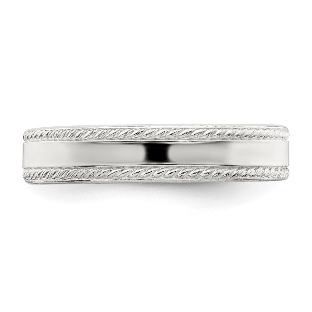 Sterling Silver 4mm Flat with Rope Edge Size 12 Band