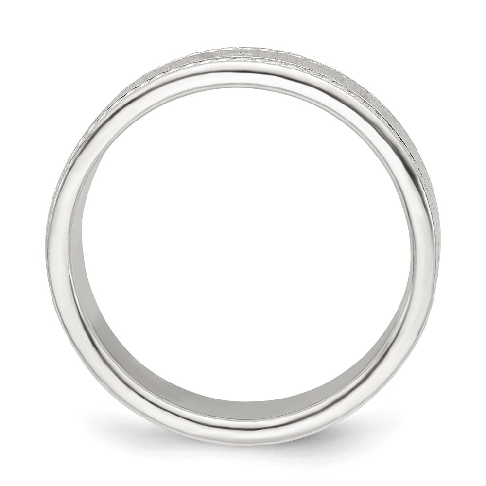 Sterling Silver 5mm Flat with Rope Edge Size 8 Band