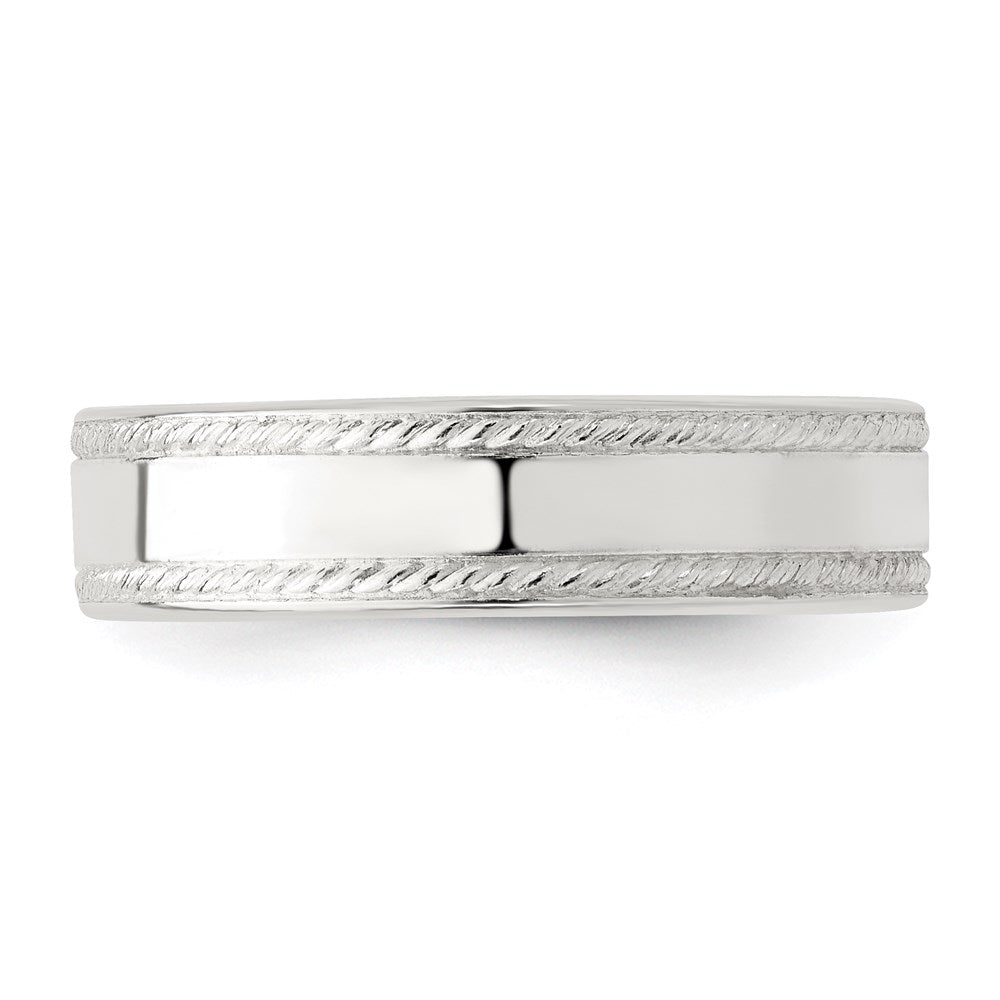 Sterling Silver 5mm Flat with Rope Edge Size 10 Band