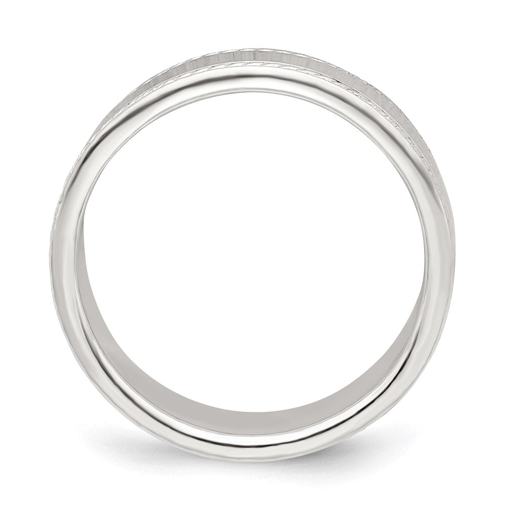 Sterling Silver 6mm Flat with Rope Edge Size 5 Band