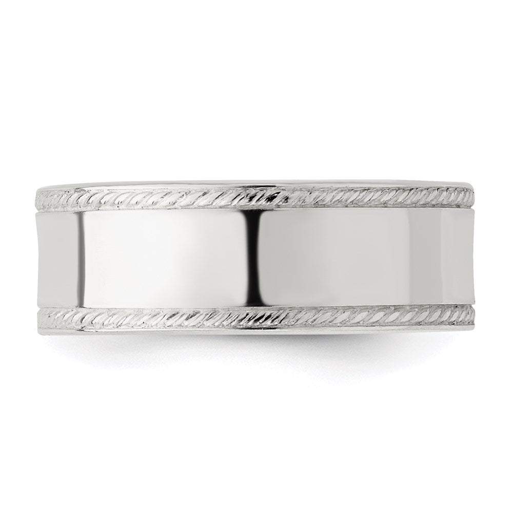 Sterling Silver 7mm Flat with Rope Edge Size 7 Band