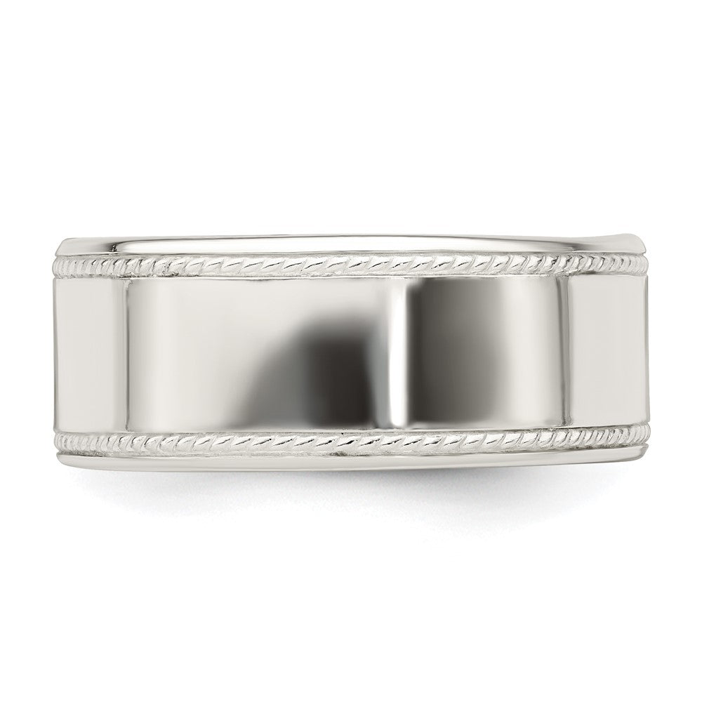 Sterling Silver 9.5mm Flat with Rope Edge Size 12 Band