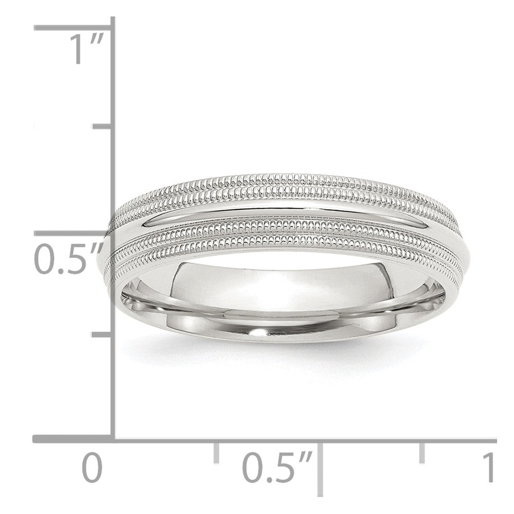 Sterling Silver 5mm Comfort Fit Double Milgrain Size 8 Band