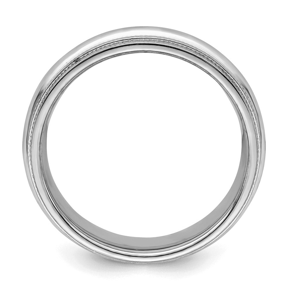 Sterling Silver Rhodium 6mm Comfort Fit Double Milgrain Size 8 Band