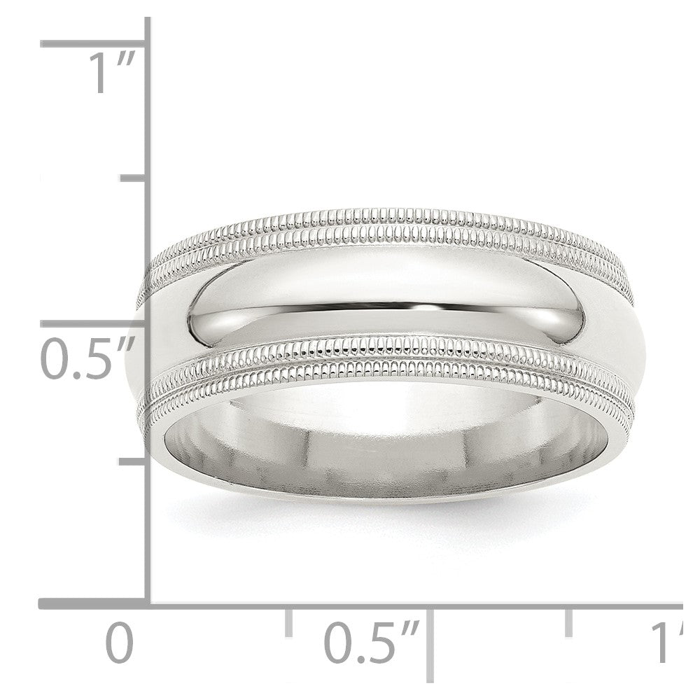 Sterling Silver 8mm Comfort Fit Double Milgrain Size 13.5 Band