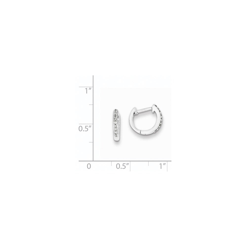 Sterling Silver Rhodium Diam. Huggie Earrings