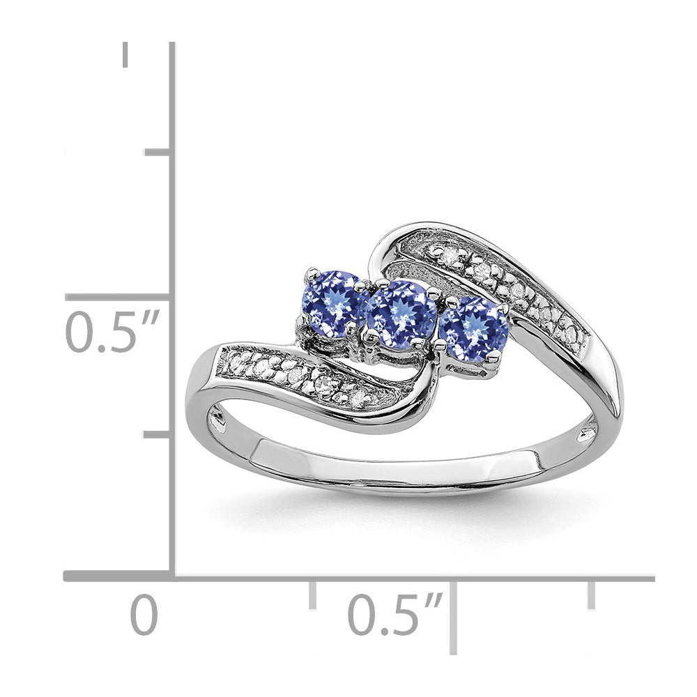 Sterling Silver Rhodium Tanzanite & Diam. Ring