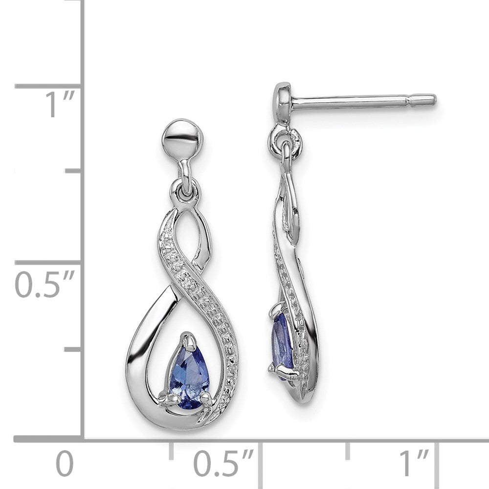 Sterling Silver Rhodium-plated Tanzanite & Diamond Earrings