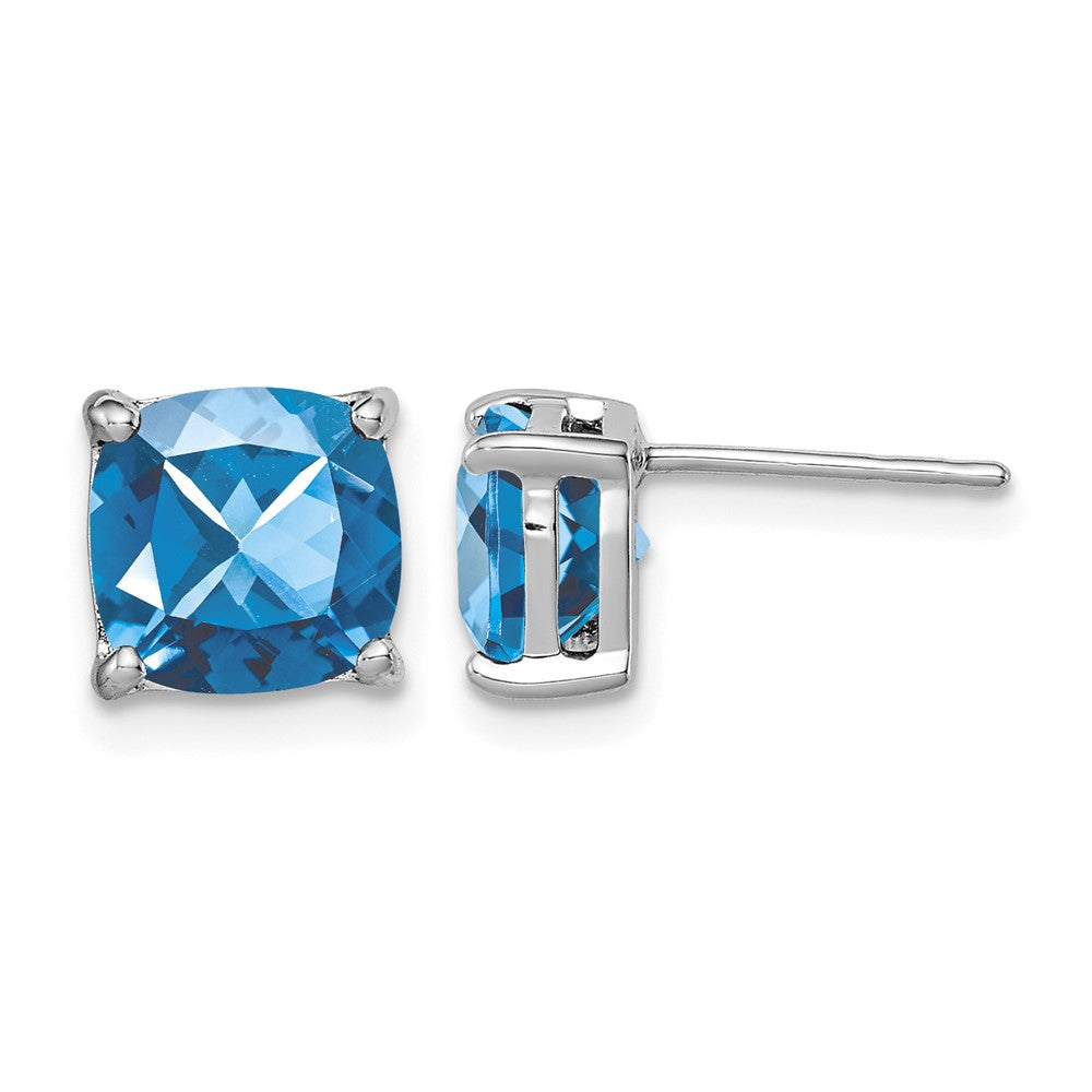 Sterling Silver Rhodium Plated London Blue Topaz Post Earrings