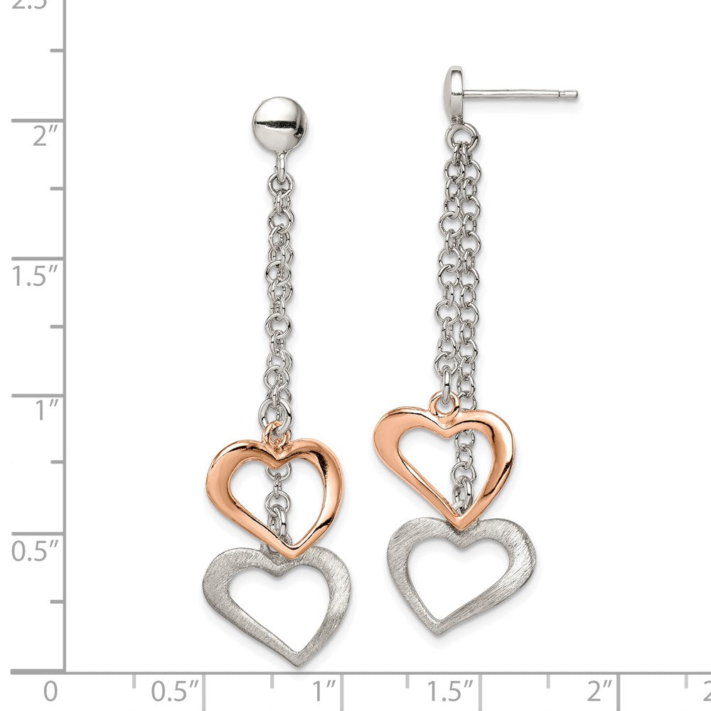 Sterling Silver Rose-tone Polished and Textured Earrings