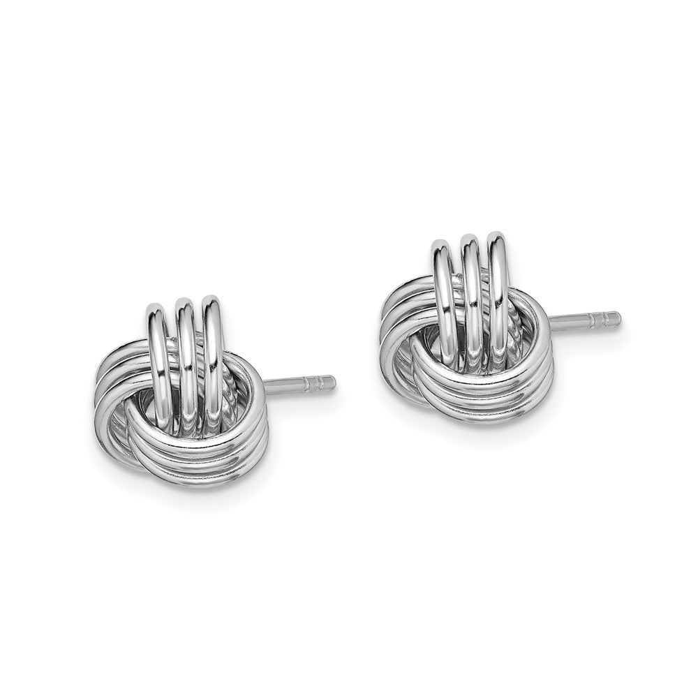 Sterling Silver Rhodium-plated Polished Love Knot Post Earrings