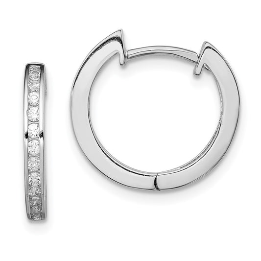 Sterling Silver Rhodium-plated In/Out Pav‚ Hinged Hoop Earrings