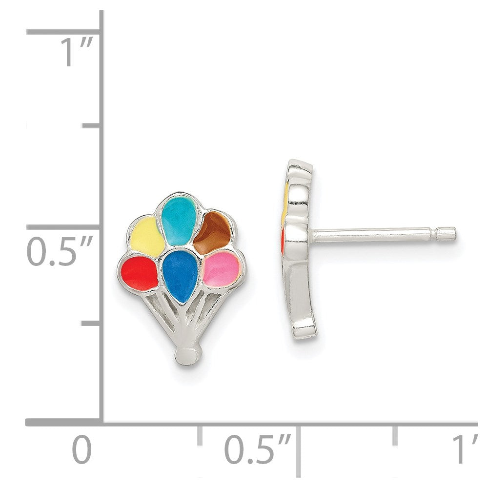 Sterling Silver Polished Enamel Balloon Post Earrings