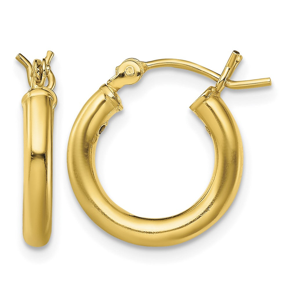 Sterling Silver Gold-Tone Polished 2.5x15mm Hoop Earrings