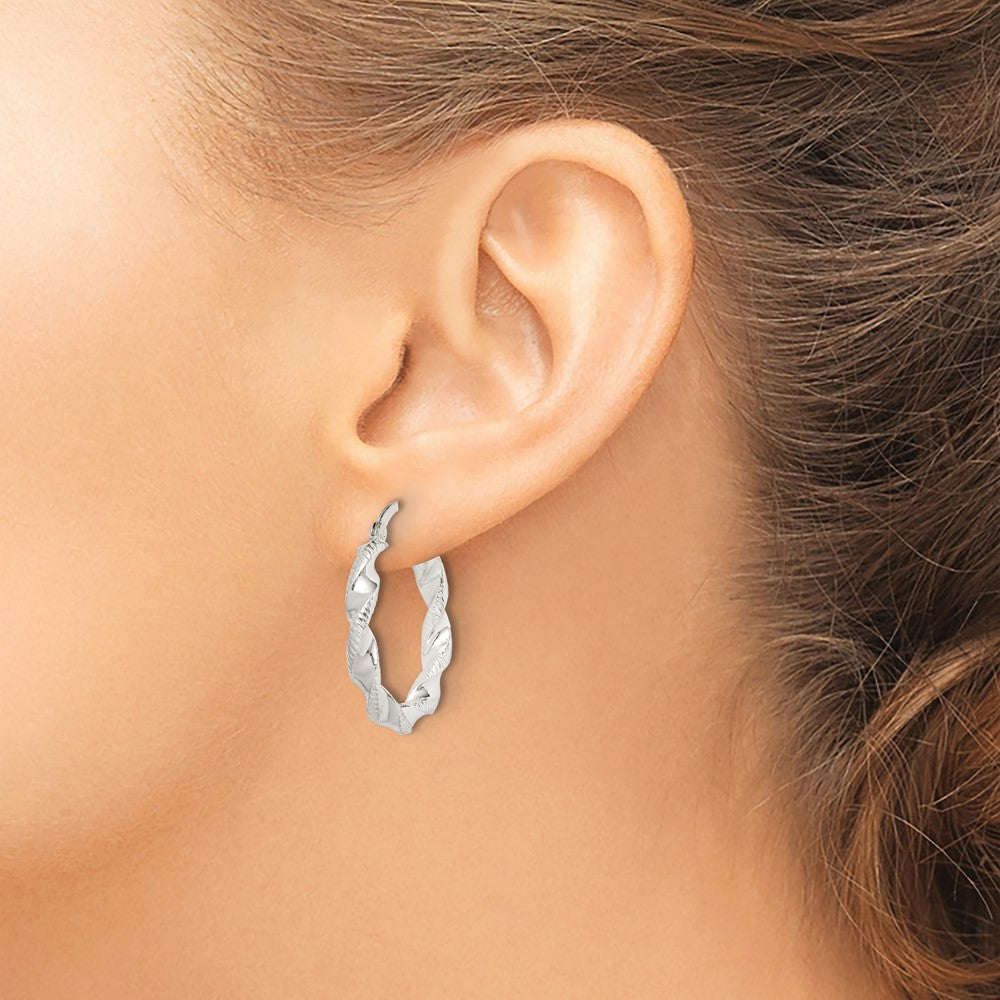 Sterling Silver Twisted and Textured Hoop Earrings