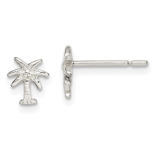 Sterling Silver Polished Palm Tree Post Earrings