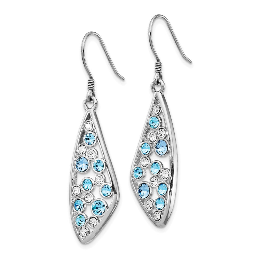 Sterling Silver Rhodium-plated Blue Crystal Wing Dangle Earrings