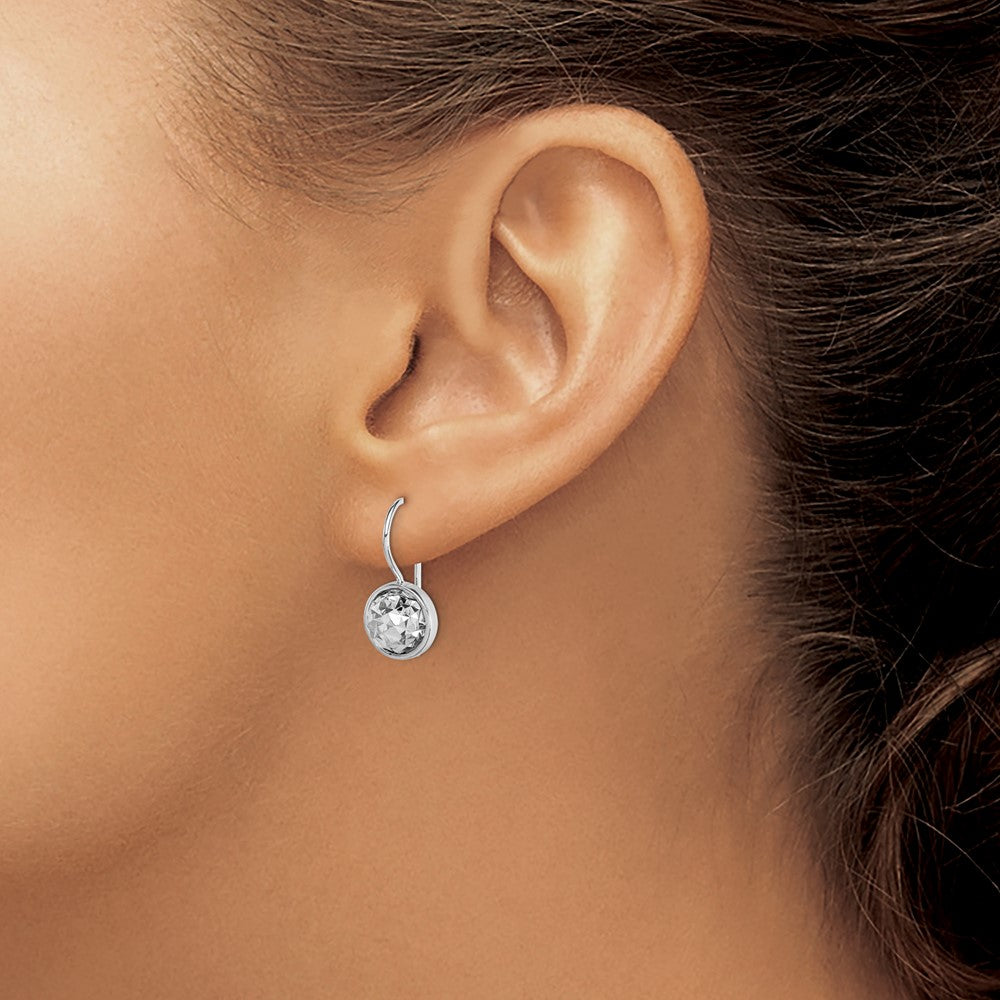 Sterling Silver Rhodium Plated Diamond-Cut Earrings
