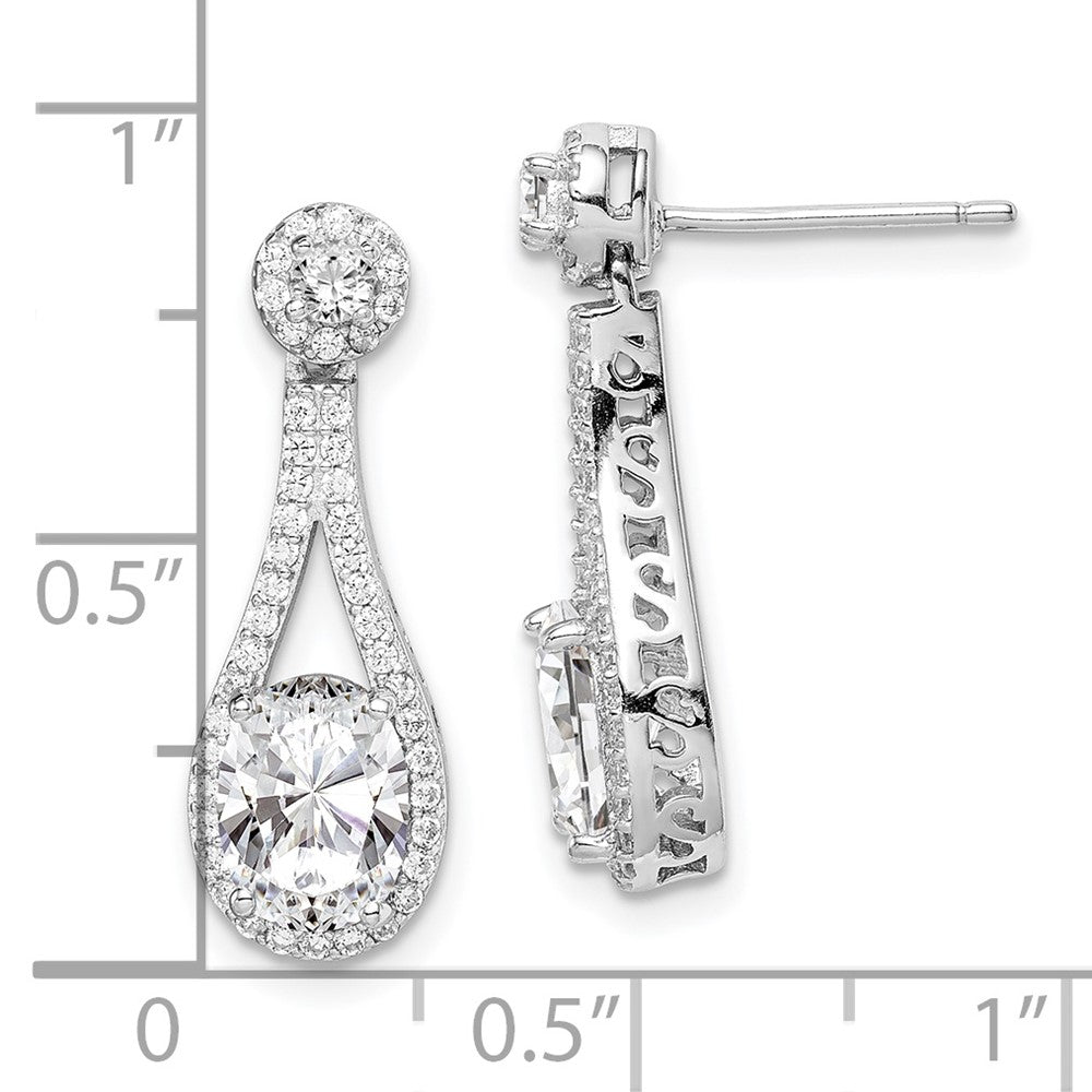 Sterling Silver Rhodium-plated White CZ Oval Cut Post Earrings