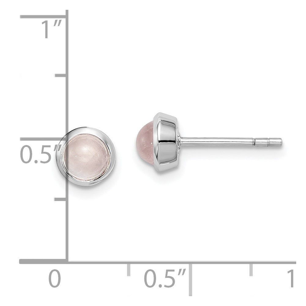 Sterling Silver Rhodium-plated Rose Quartz Post Earrings