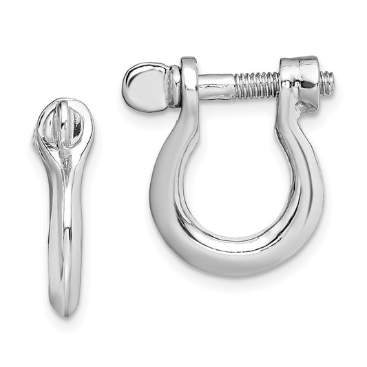 De-Ani Sterling Silver Rhodium-Plated Polished Medium Shackle Link Screw Earrings
