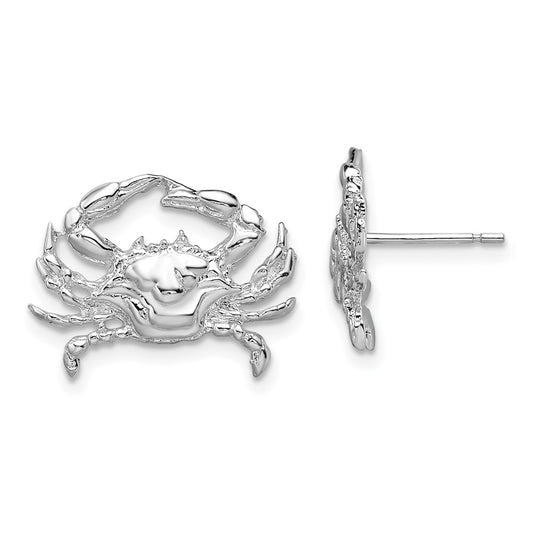 De-Ani Sterling Silver Rhodium-Plated Polished Blue Crab Post Earrings