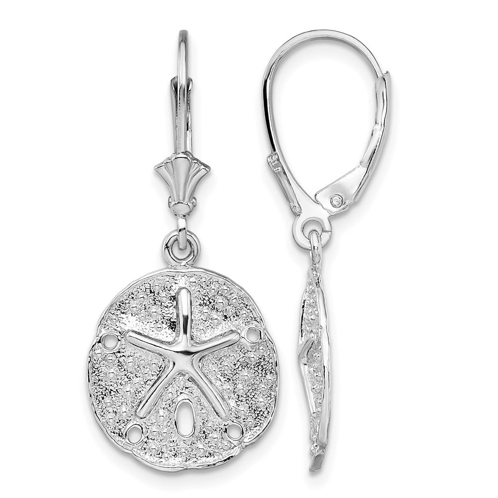 De-Ani Sterling Silver Rhodium-Plated Sand Dollar Starfish Leverback Earrings