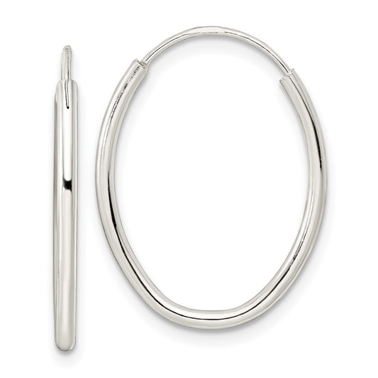 Sterling Silver Polished Endless Oval Hoop Earrings