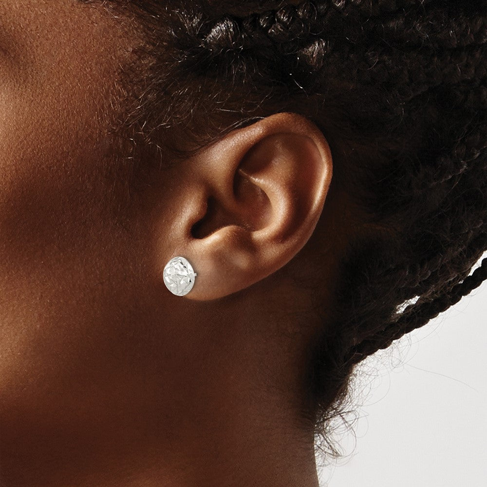 Sterling Silver Polished D/C Textured Post Earrings