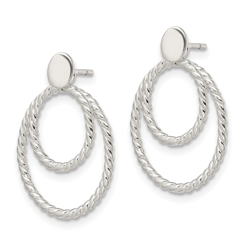 Sterling Silver w/2 Oval Jackets Button Post Earrings