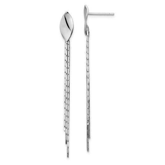 Sterling Silver Rhodium-plated Polished Fancy Chain Post Dangle Earrings