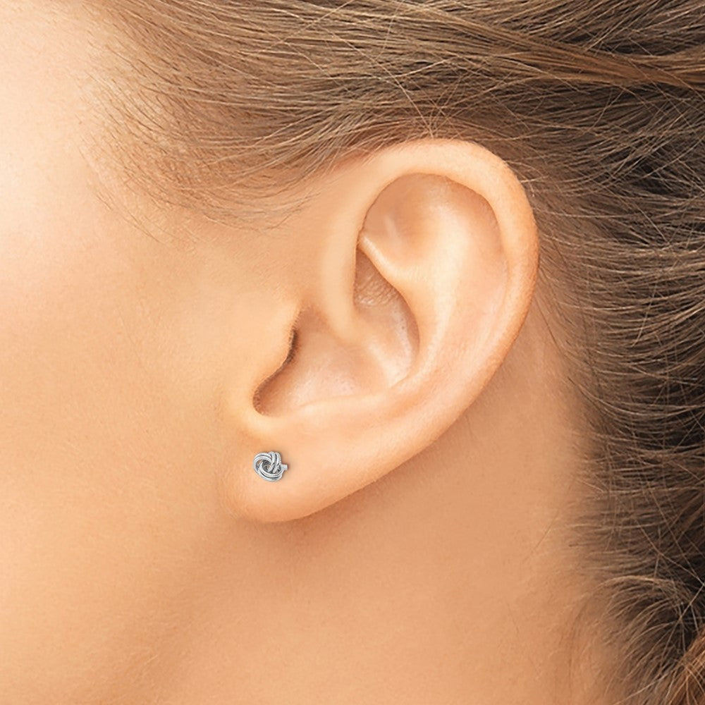 Sterling Silver Rhodium-plated Post Love Knot Earrings