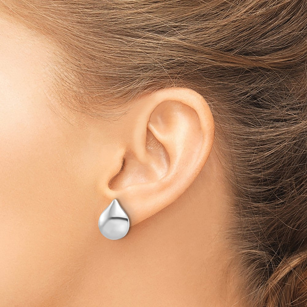 Sterling Silver Rhodium-plated Polished Teardrop Post Earrings