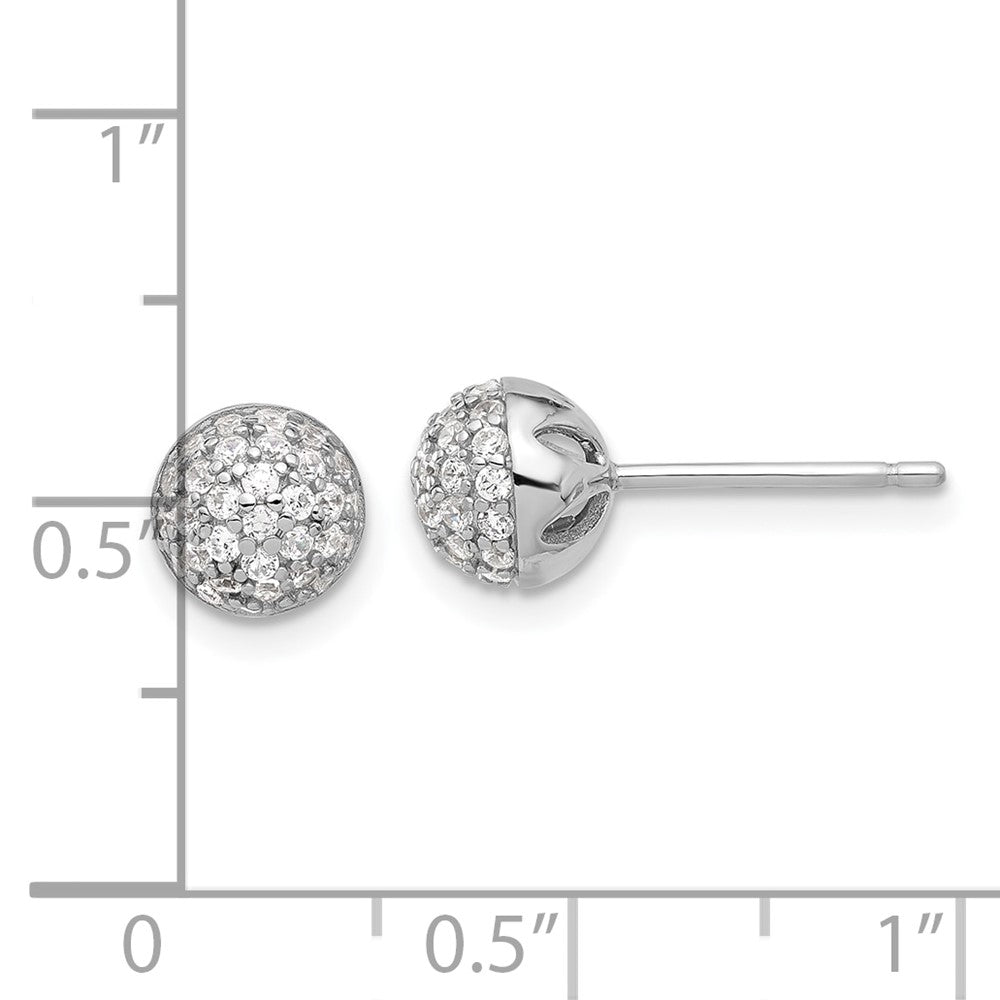 Sterling Silver Rhodium-plated Micro Pav‚ CZ Ball Stud Earrings