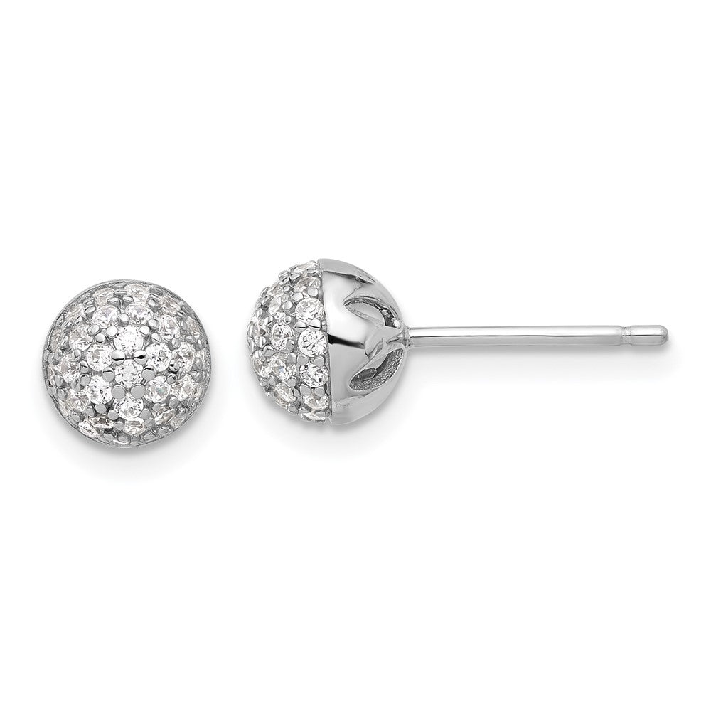 Sterling Silver Rhodium-plated Micro Pav‚ CZ Ball Stud Earrings