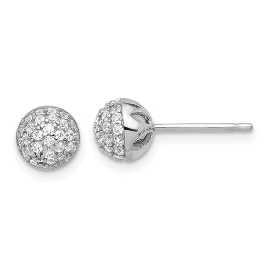 Sterling Silver Rhodium-plated Micro Pav‚ CZ Ball Stud Earrings