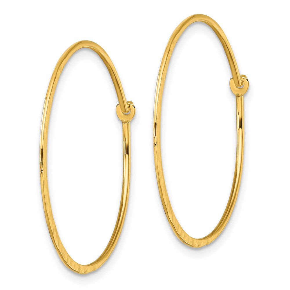 Sterling Silver Gold-tone Polished and Hammered Hoop Earrings