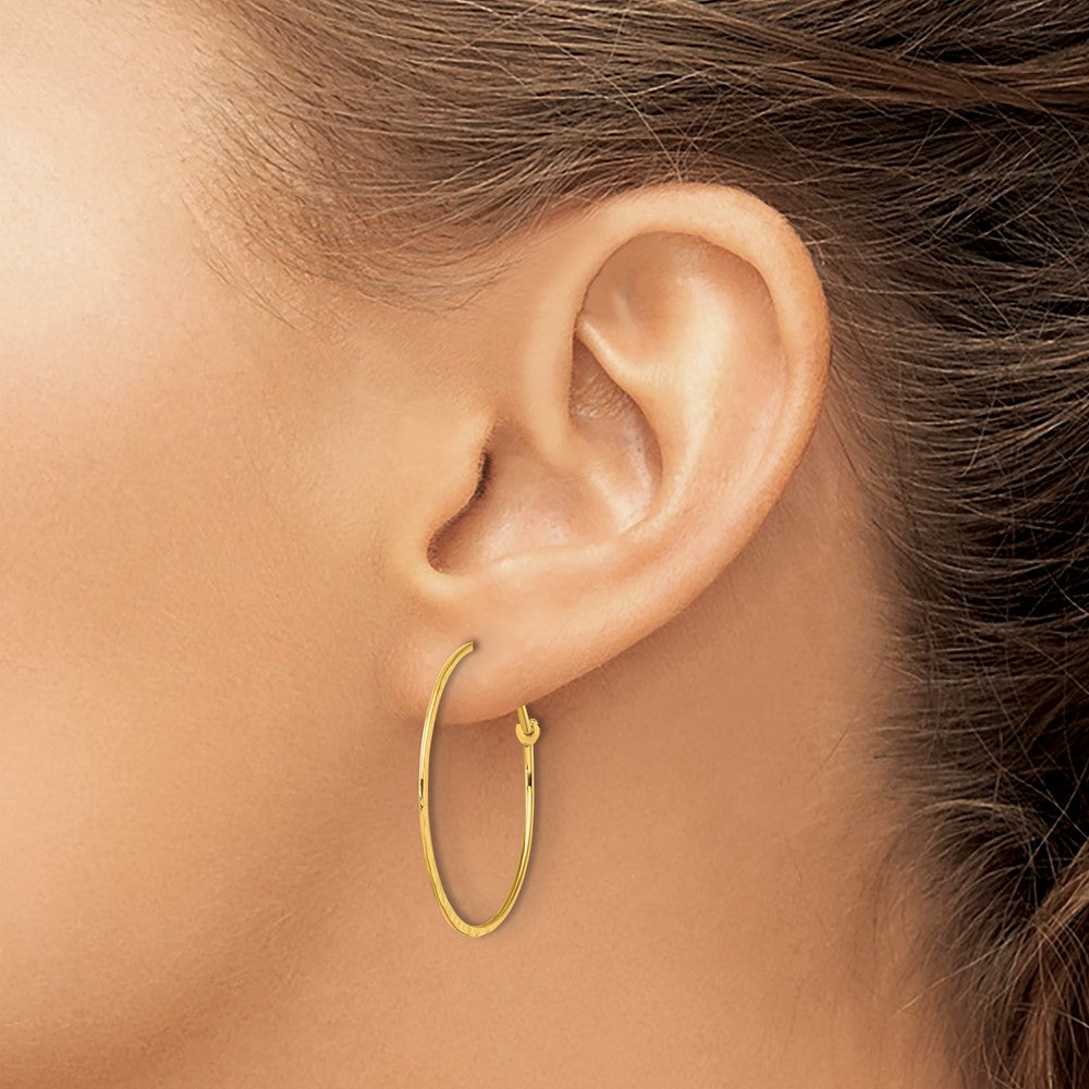 Sterling Silver Gold-tone Polished and Hammered Hoop Earrings