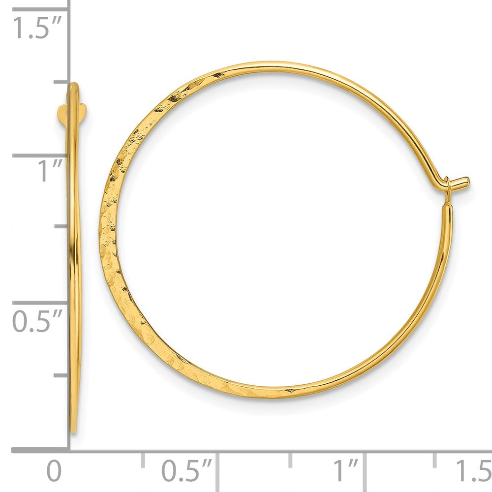 Sterling Silver Gold-tone Polished and Hammered Hoop Earrings