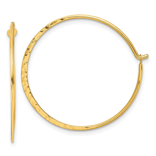 Sterling Silver Gold-tone Polished and Hammered Hoop Earrings