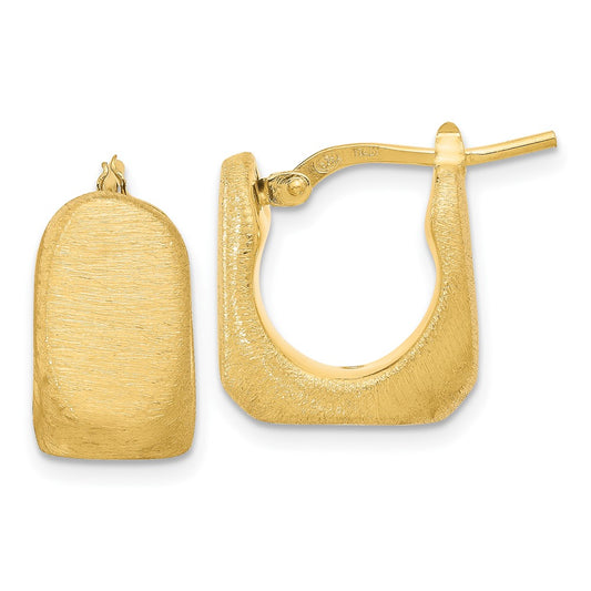 Sterling Silver Gold-Plated Brushed and Hollow Square Hoop Earrings