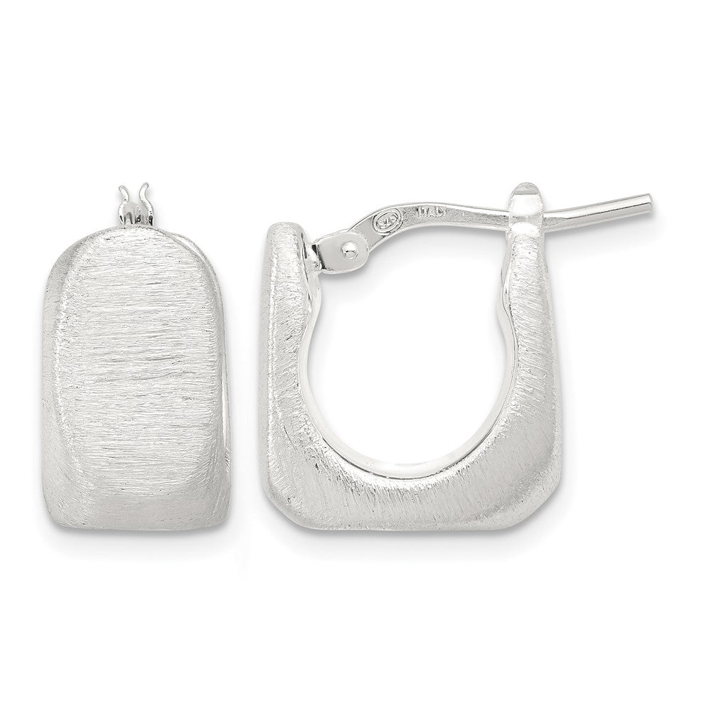 Sterling Silver Rhodium-plated Brushed Hollow Square Hoop Earrings